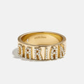 14K Gold Cigar Band Custom Ring - Gold/Pavé