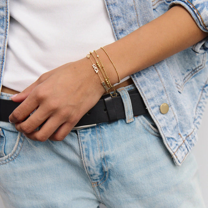 14K Gold Custom Block Multi Name Bracelet - 3 Names