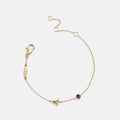 14K Gold Initial Birthstone Custom Bracelet - Amethyst