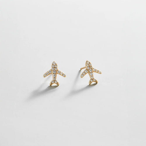 14K Gold Just For Fun Earrings - Airplane