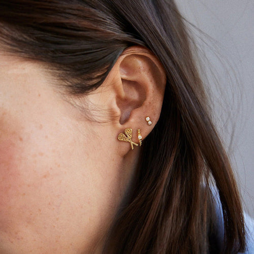 14K Gold Sports Delicate Stud - Lacrosse