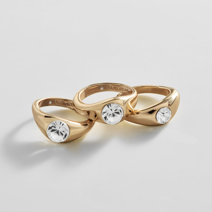 Abigail Gold Ring Set - Gold/Pavé