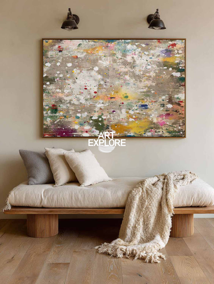 Vibrant Abstract Art With Colorful Mosaic Texture For Modern Living Room Decor