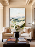 Modern Abstract Landscape Painting With Textured Hills For Living Room Decor