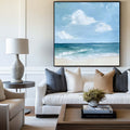 Modern Blue Seascape Oil Painting Large Textured Sea Canvas Art Blue Sea Wall Art For Livingroom