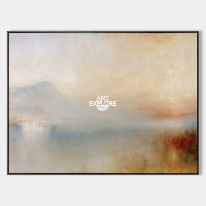 Large Horizontal Wall Art For Living Room In Beige Coastal Style