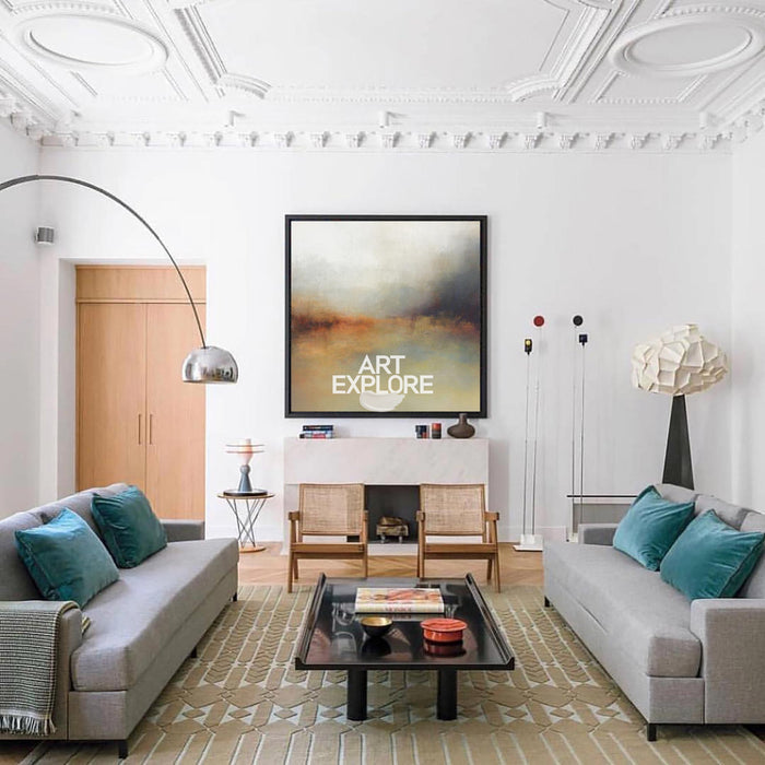 Large abstract landscape painting for scandinavian interior acrylic landscape painting grey and brown scenery paintings