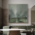 Modern Green Landscape Canvas Art Rich Textured Wall Art Modern Square Canvas Painting For Sale