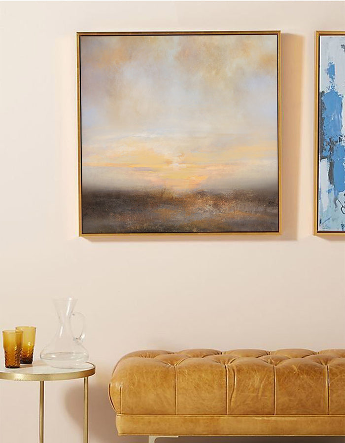 Abstract Landscape Art Square Sunset Canvas Art Modern Abstract Art
