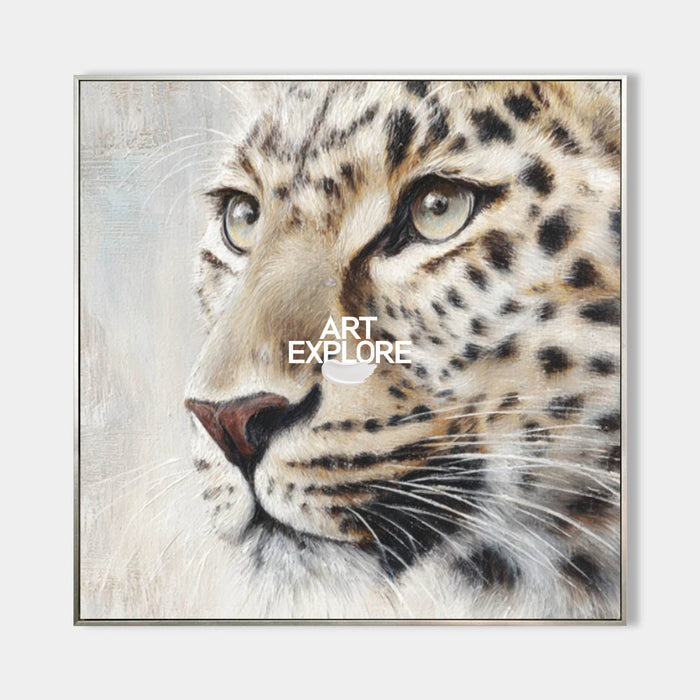 Abstract Leopard Painting In Neutral Tones For Modern Living Room Decor