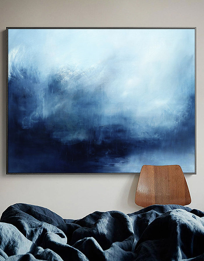 Extra Large Blue Ocean Wall Art Abstract Painting Ocean Abstract Seascape Canvas
