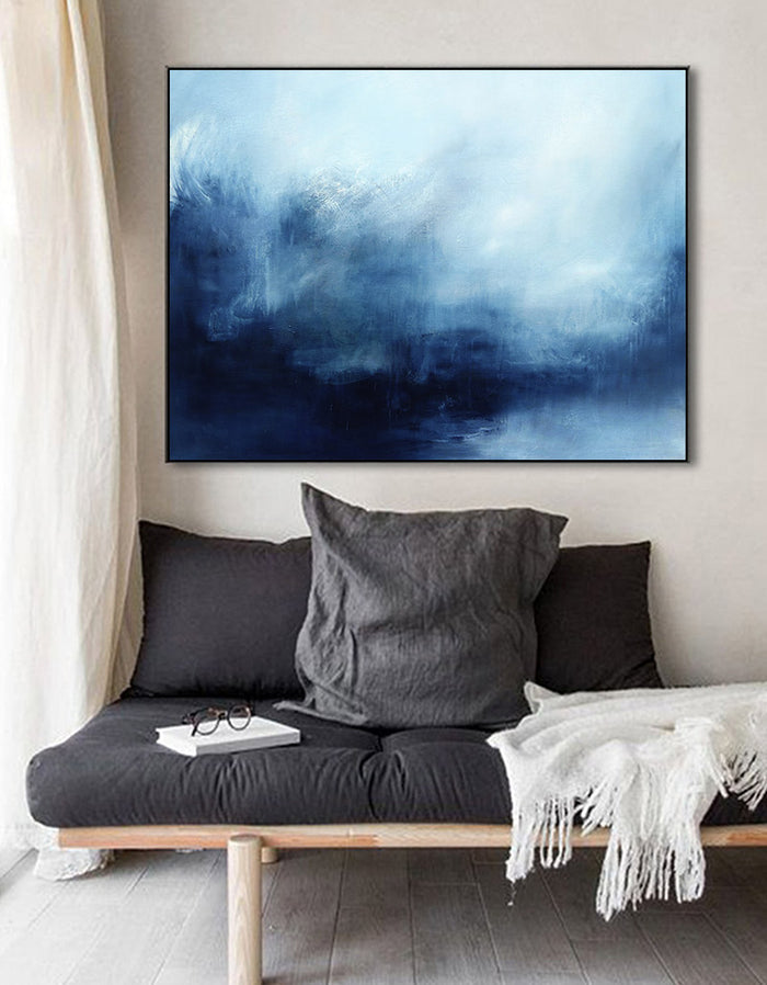 Extra Large Blue Ocean Wall Art Abstract Painting Ocean Abstract Seascape Canvas