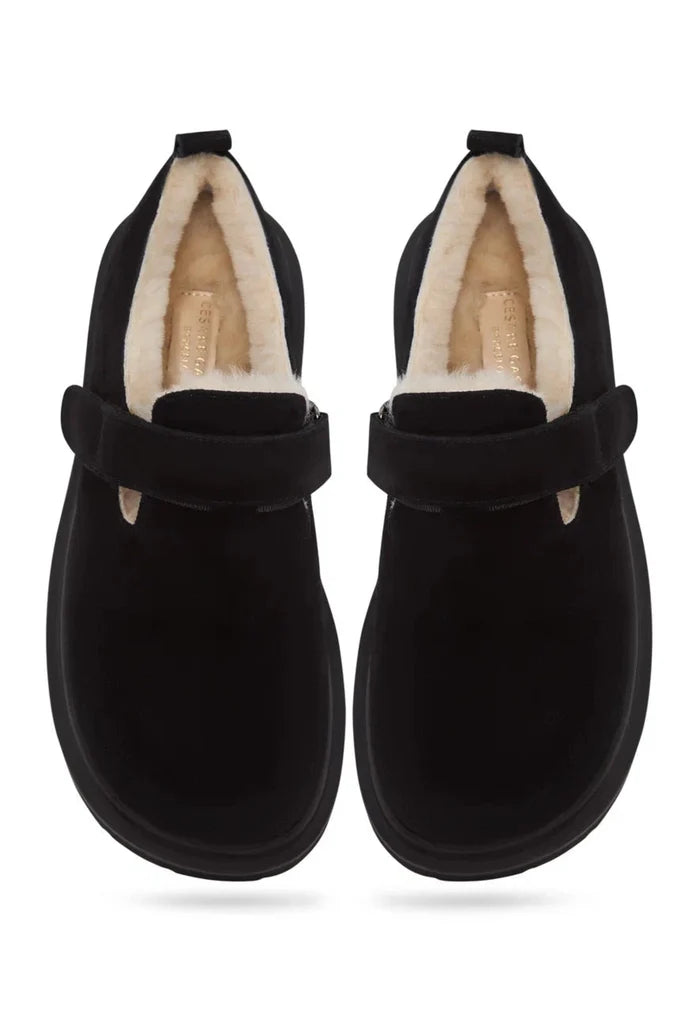 Alpine Grip Fleece Loafers - Black