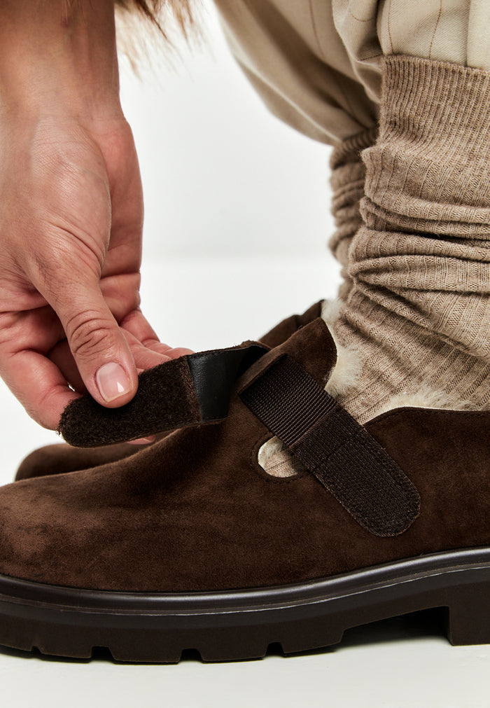 Alpine Grip Fleece Loafers - Brown