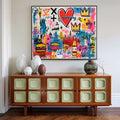 New York Graffiti Pop Art Canvas Painting With Statue Of Liberty And Crowns