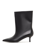 A stylish pair of black Regina ankle boots with kitten heels, perfect for women who love chic footwear choices.