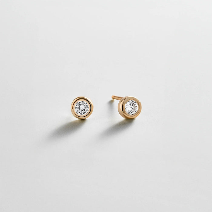 Annabeth 14K Gold Stud Earrings - Round Stone