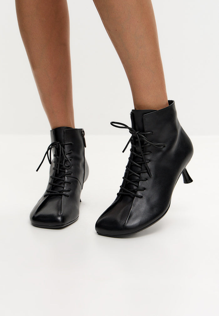 Ava Leather Lace-Up Ankle Boots