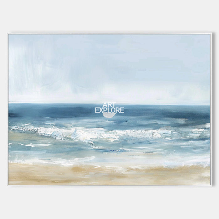 Oversized Beach Acrylic Paintings On Canvas Large Blue Textured Landscape Oil Paintings  Artwork Minimalist Apartment Decor