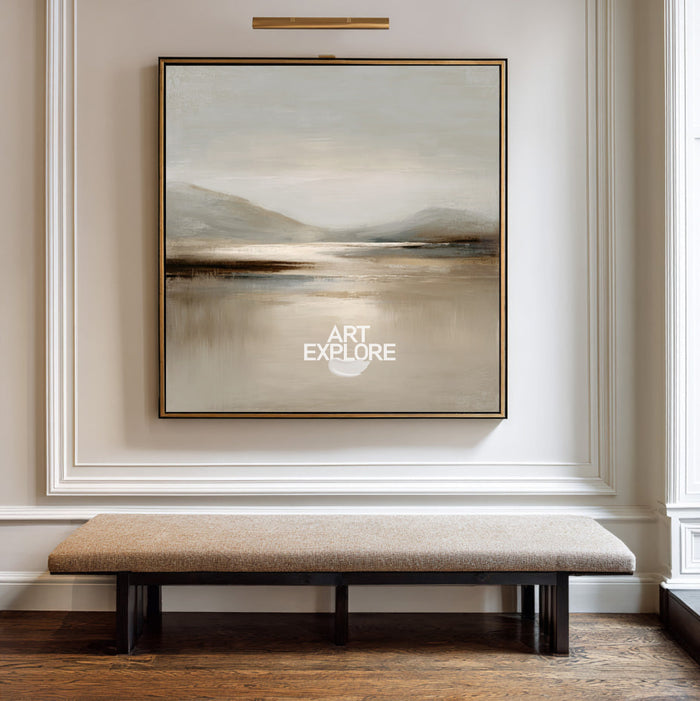 Abstract Beige Lake Scenery | Handmade Textured Landscape ArtExplore
