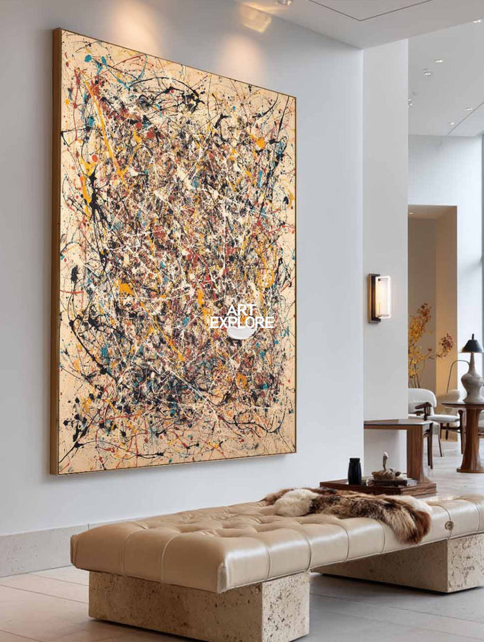 Original Abstract Expressionist Painting With Dynamic Lines For Modern Living Room Decor