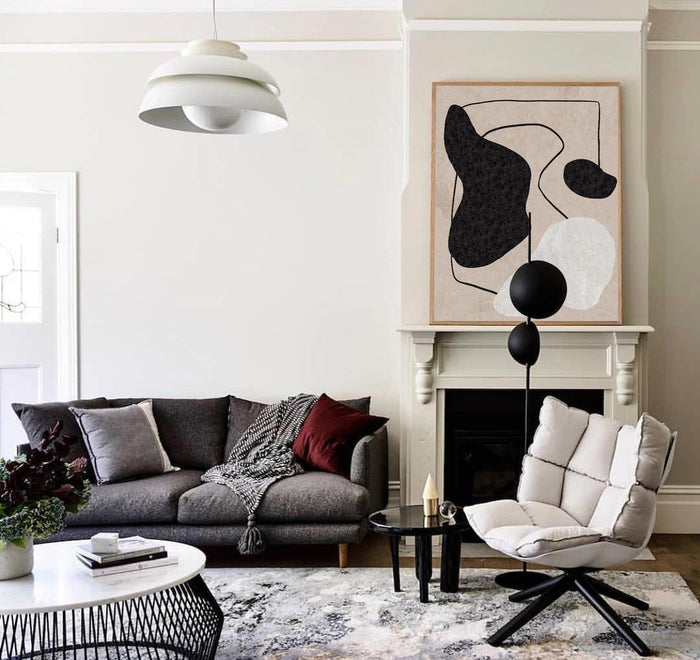 Large Plaster Art On Canvas Beige Abstract Painting White Minimalist Geometric Painting Black And White Cool Modern Abstract Minimalist Painting