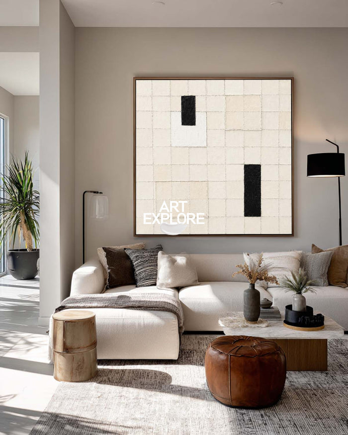 Original Textured Abstract Canvas Art In Neutral Tones For Luxury Home And Office Wall Decor