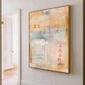 Modern Abstract Art Painting Beige And Pink For Contemporary Living Room Decor