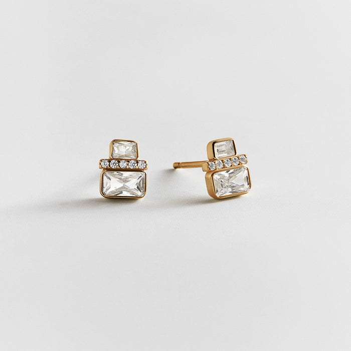 Betty 14K Gold Crystal Stud Earrings