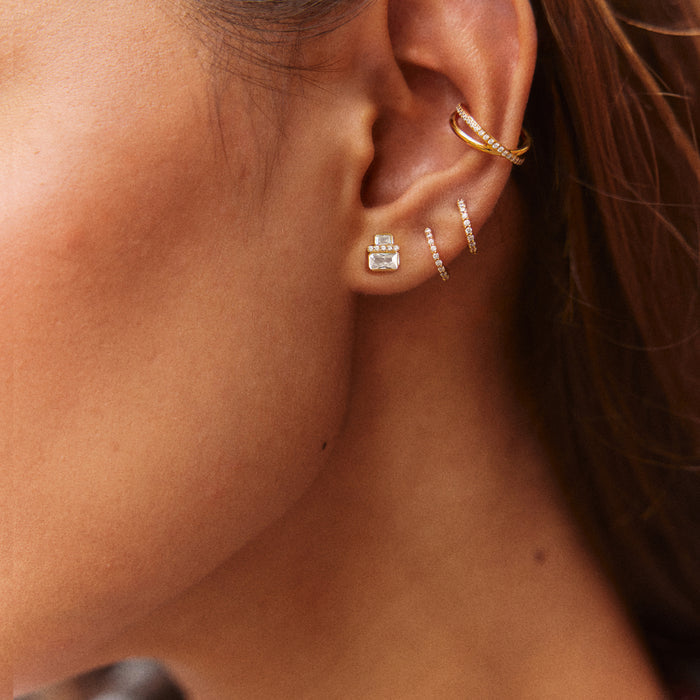 Betty 14K Gold Crystal Stud Earrings