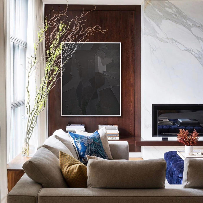 extra large wall art black textured abstract art large canvas art for living room