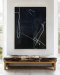 Modern Black Minimalist Painting Abstract Wall Art Minimalist Canvas Painting For Sale
