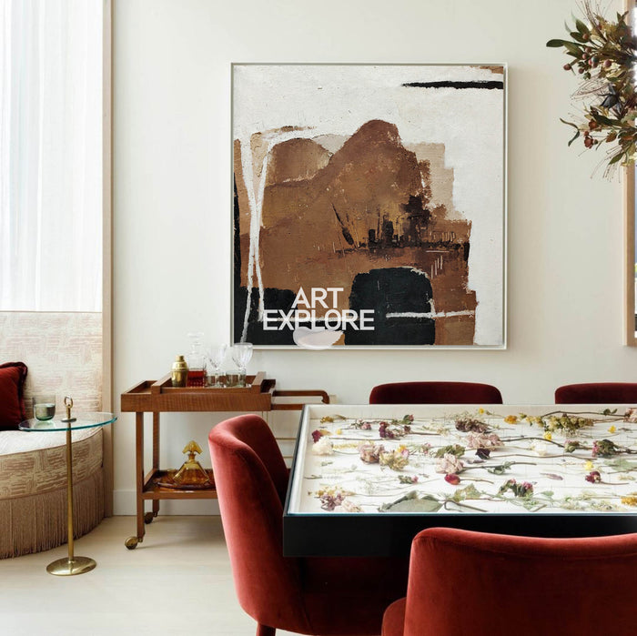 Black And Brown Minimalist Painting Oversized Painting Canvas Minimalist Painting For Home Decor