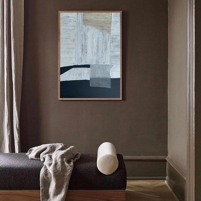 modern abstract oil painting geometric wall painting black and white minimalist art