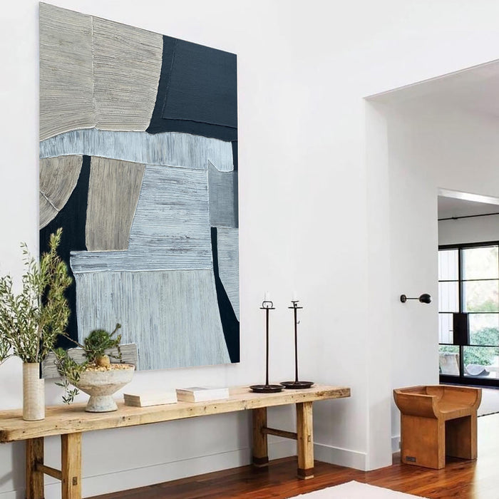 oversize abstract oil painting black and white abstract art for interior abstract wall art