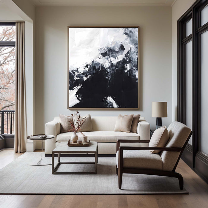 Black And White Abstract Painting Large Acrylic Wall Art Textured Abstract Art