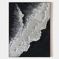 Black And White Plaster Painting Black Seashore Wall Art Painting Plaster Textured Art Painting