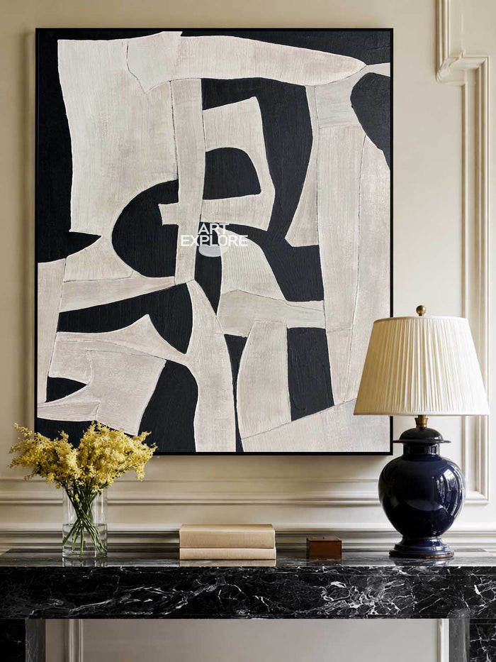 Black & Beige Wabi-Sabi Abstract Painting #ABAV328