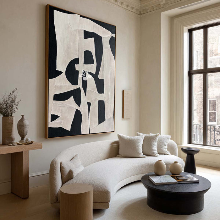 Black & Beige Wabi-Sabi Abstract Painting #ABAV328