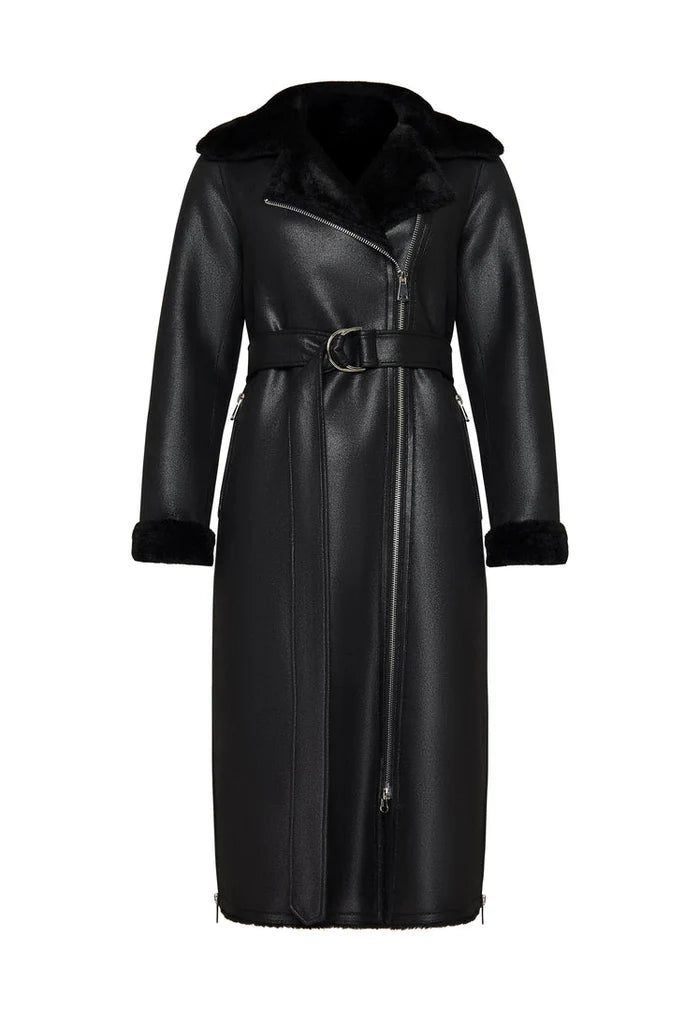 A trendy black shearling coat, a versatile faux shearling jacket, a chic reversible long coat - essential women's winter outerwear for the season.