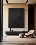 Large Minimalist Dark Style Art Black Painting,Modern Black Living Room Design,Original Black Art Hangings Paintings