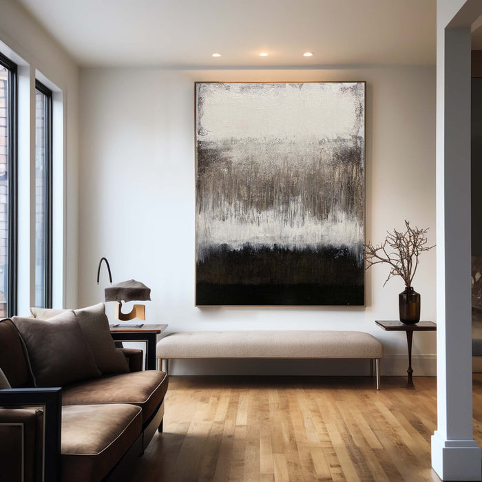 Modern Abstract Painting On Canvas Acrylic Abstract Contemporary Art Large Black White Grey Wall Art