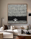 Minimalist Black And White Abstract Square Painting With Geometric Lines For Modern Home Decor