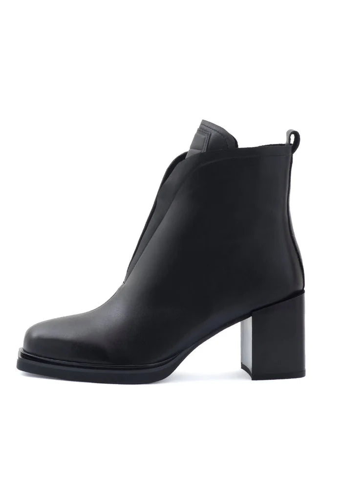 Block Heel Ankle Boots - Black