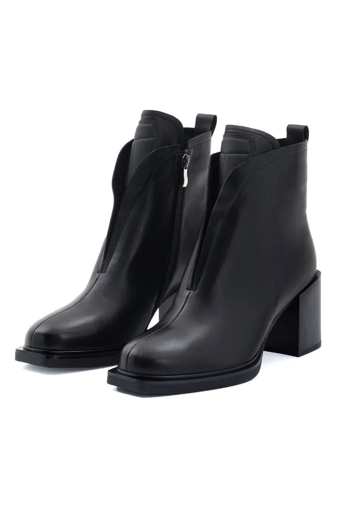 Block Heel Ankle Boots - Black