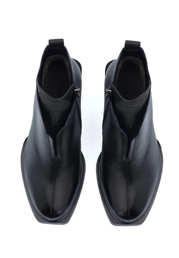 Block Heel Ankle Boots - Black