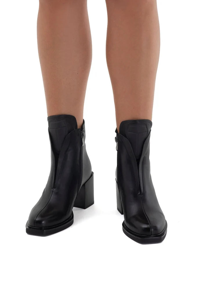 Block Heel Ankle Boots - Black