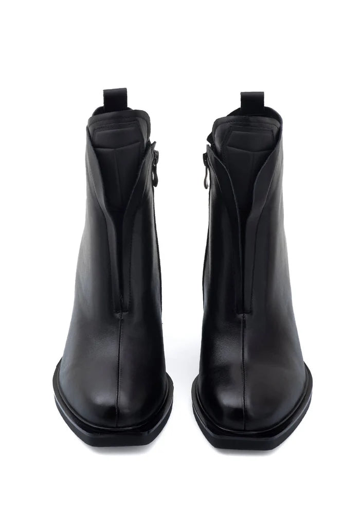 Block Heel Ankle Boots - Black