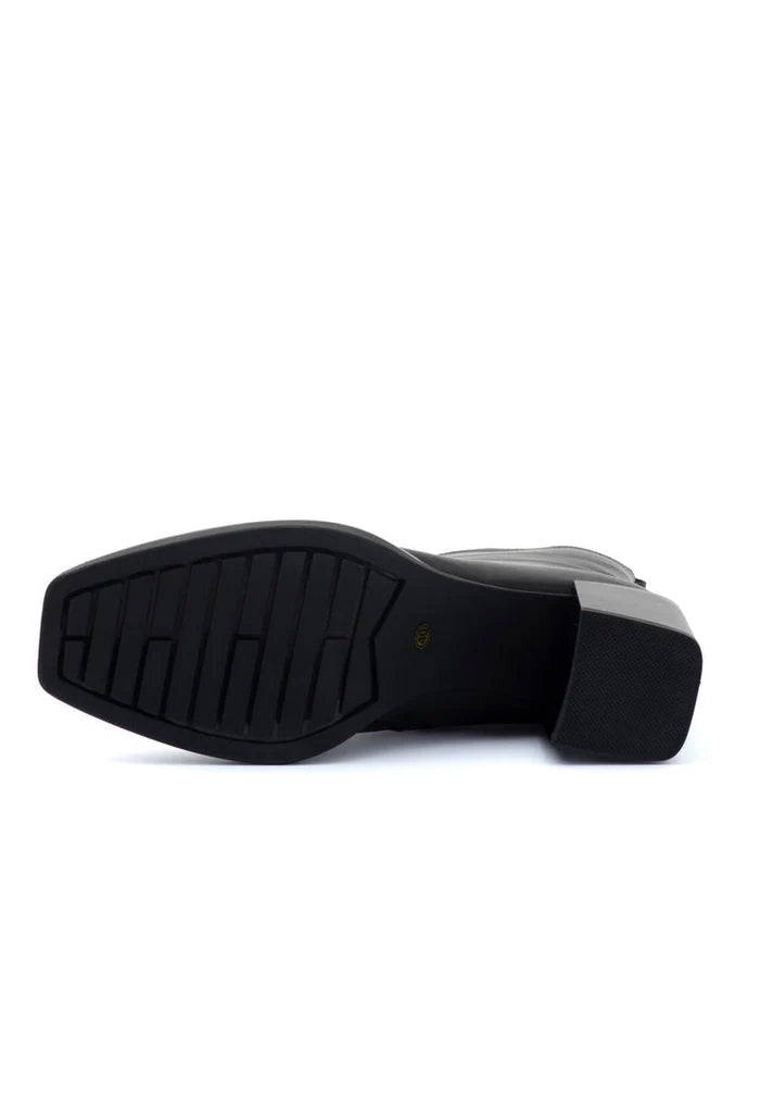Block Heel Ankle Boots - Black