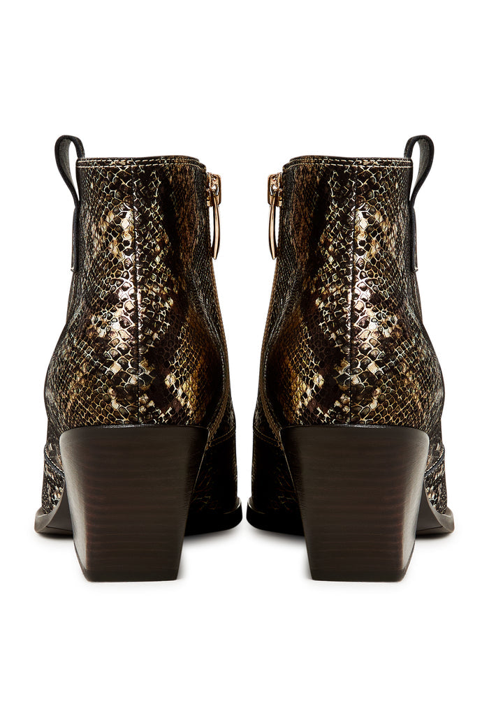 Block Heeled Cowboy Boots Ivanna - Gold